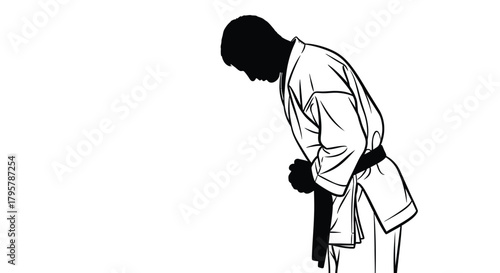 Martial artist bowing respectfully discipline