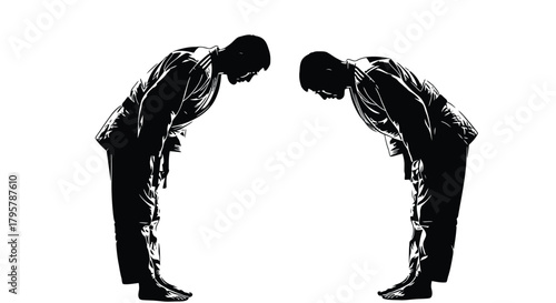 Martial artists bowing respectfully arts discipline