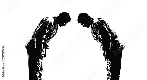 Martial artists bowing respectfully arts fighters