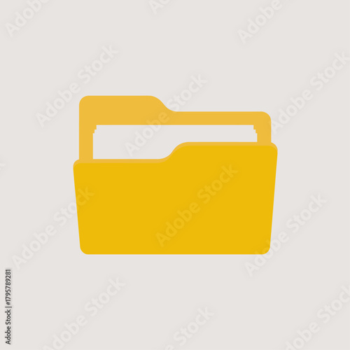 Yellow File Folder Icon – Office Document Storage Illustration in Minimal Style.