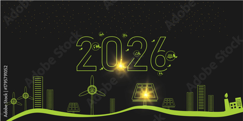 ecology concept  2026 new year logo text, banner poster design