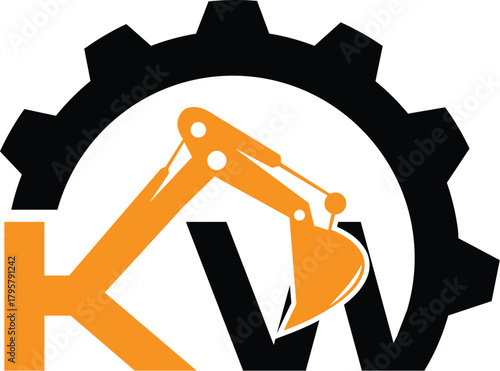 KW excavator construction logo designs modern emblem