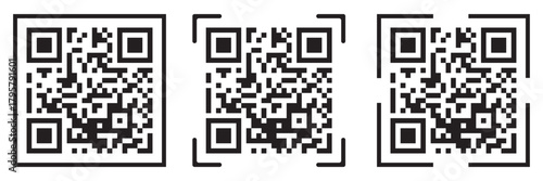 Simple digital scanning. mobile phone, barcode, qr code, scan me, scan now, scan here, black and white minimalist. Mobile payment icon set. containing access control, digital transaction, QR code scan