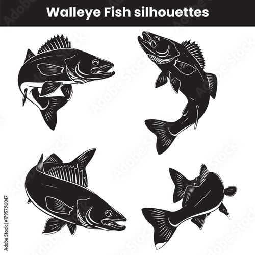 Walleye Fish silhouettes