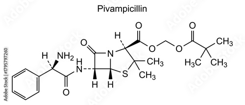 Pivampicillin, chemical structure of pivampicillin, drug substance