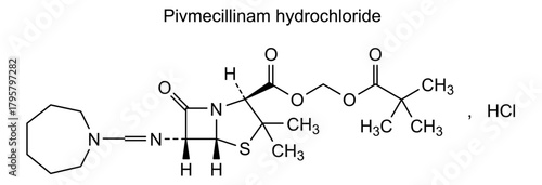 Pivmecillinam hydrochloride, chemical structure of pivmecillinam hydrochloride, drug substance