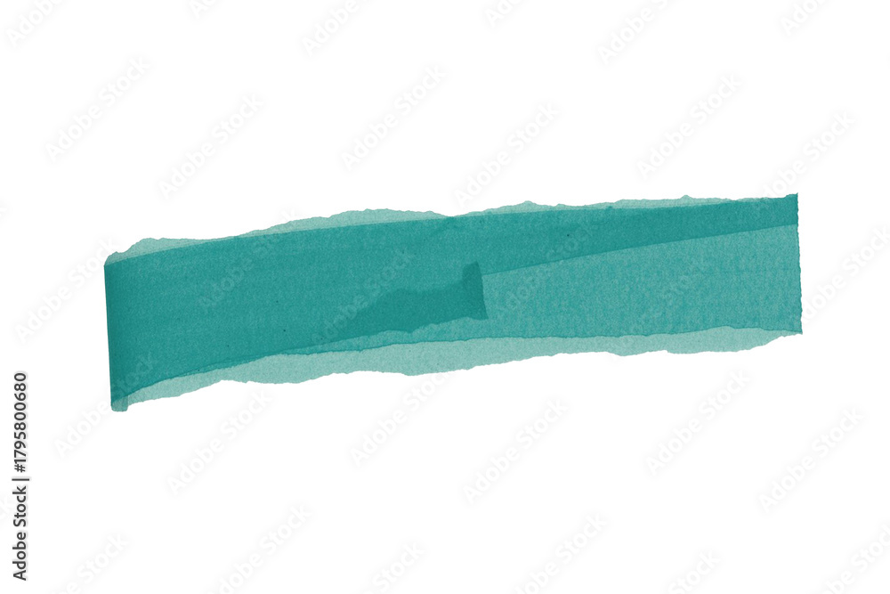 Fototapeta premium Torn turquoise adhesive tape on transparent background, washi tape design element