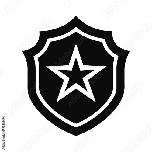 Police star shield silhouette icon with classic star shape