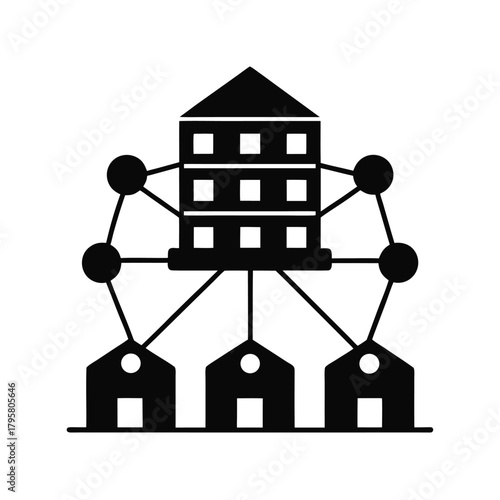 Black silhouette vector icon of a ballot box with a checked ballot inserted, flat design, sharp crisp edges on white background.