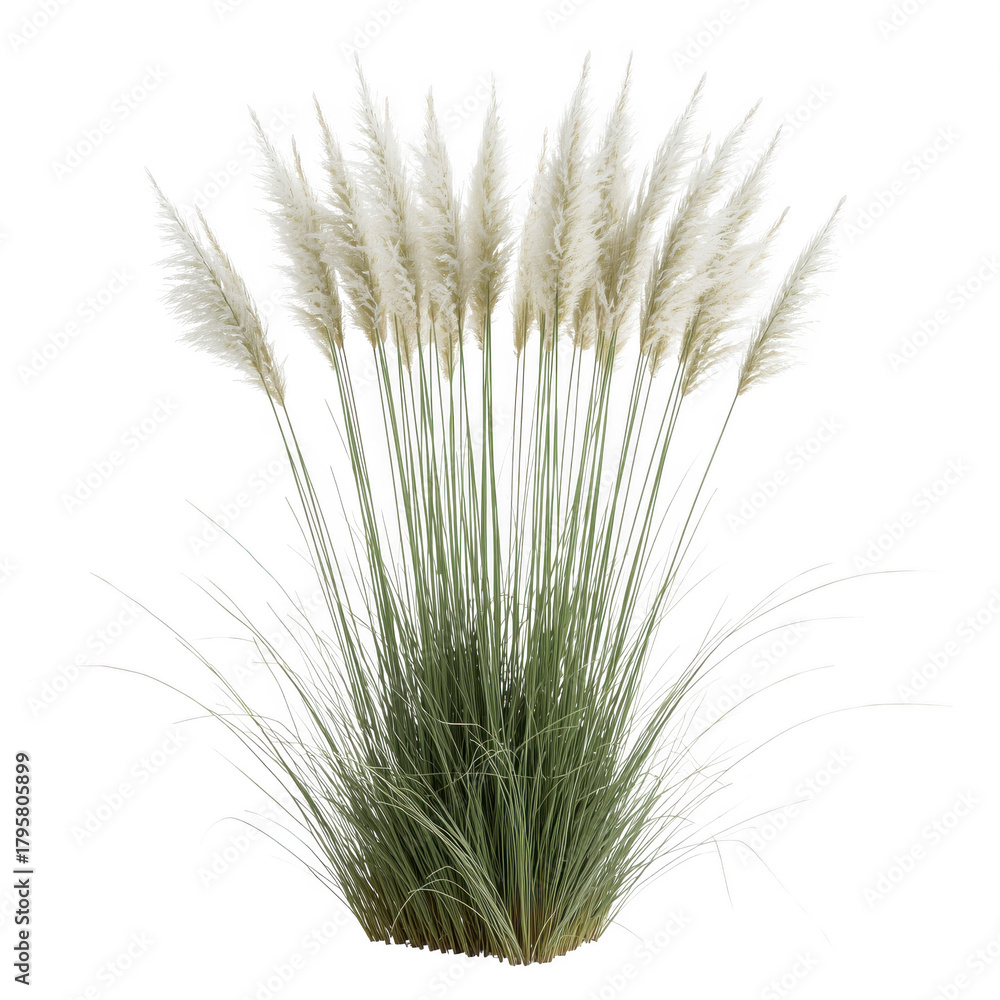 Fototapeta premium Ornamental pampas grass isolated on transparent background for landscaping and garden design