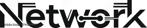 The word Network is stylized with elements of circuit boards, cables, and connected nodes, in a bold, modern, and techforward design on a white background.