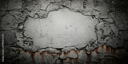 Aged, cracked, and dirty old grunge concrete wall texture backdrop