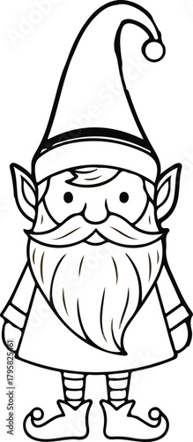 Cartoon gnome with pointy hat and beard