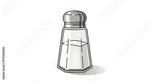 Action/Showcase, Salt Shaker, Kitchen, Illustration, Minimalist, Close-up, Culinary Art