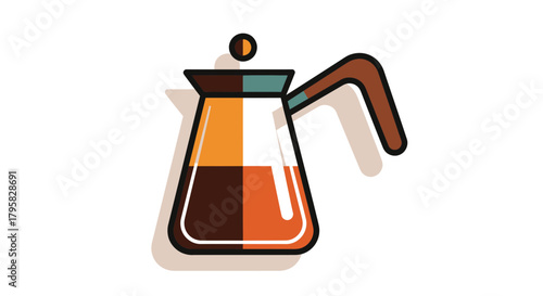 Coffee Pot Illustration with Warm Tones in Graphic Art Style