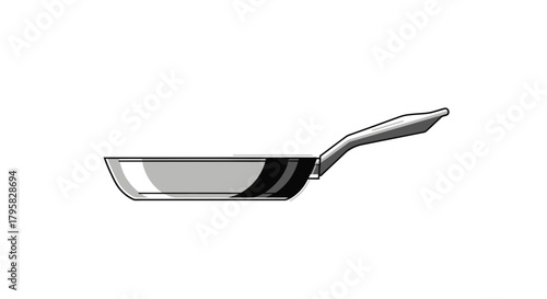 Cooking Action, Frying Pan, Kitchen, Illustration, Modern Environment, Side View, Culinary Concept