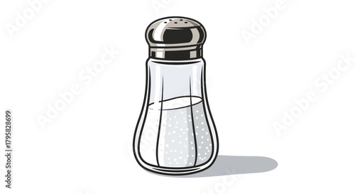 Salt Shaker Illustrations, Kitchen Utensil, Culinary Art, Simple Design, Minimalist, Animated Style