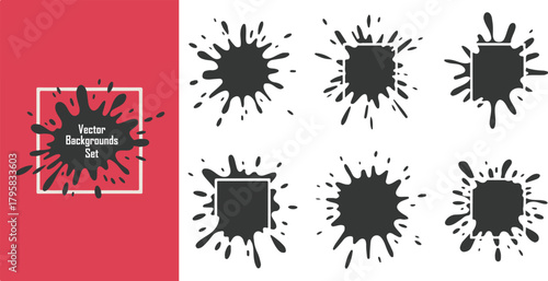 splatter vector backgrounds pack black ink blot frames minimalist