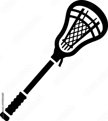 lacrosse stick glyph flat vector icon
