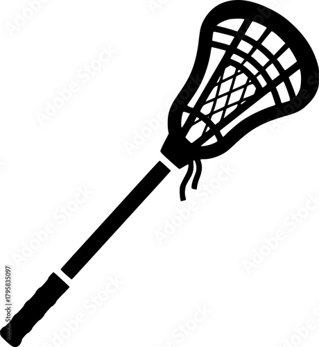 lacrosse stick glyph flat vector icon
