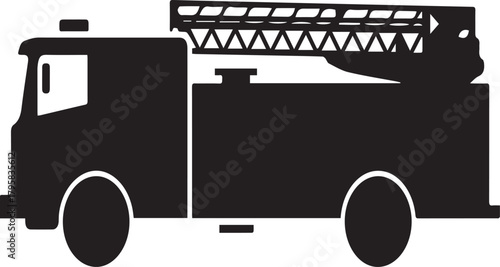 Silhouette of a fire truck