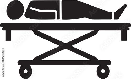 Silhouette of a patient on a medical gurney