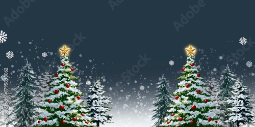 christmas tree with snowflakes and stars Night winter forest illustration with glowing , magical scene for New Year cards and wallpapers hand drawn illustration