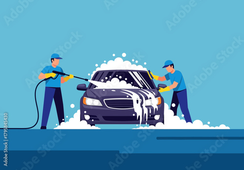 Car Wash Service with Pressure Washer and Sponge Application