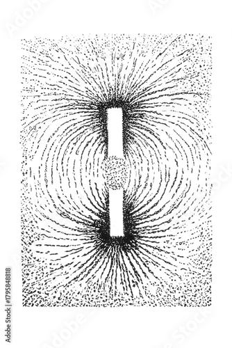 Image of magnetic curves, old vintage illustration, 1899