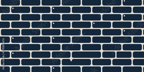 A dark blue brick wall pattern with small white circles on some of the bricks background texture