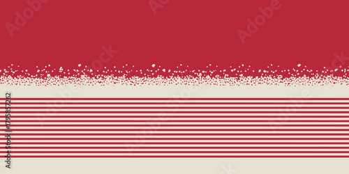 A red and cream background with horizontal stripes and a speckled area at the color boundary line