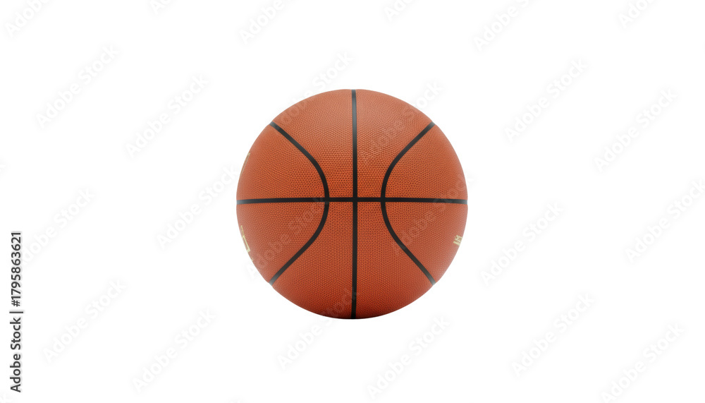 Fototapeta premium A close up view of a basketball featuring traditional orange color and black lines on a plain white background