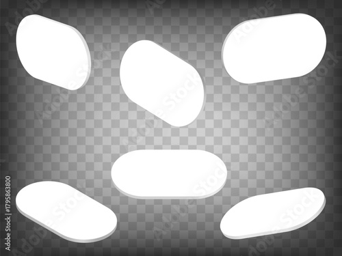 Blank card  collection 3d symbols on transparent background. Card sign 3D icon illustration with different views and angles. Graphic elements for your design. EPS 10