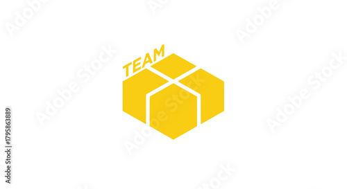 Yellow isometric icon of interconnected hexagons forming a box with "TEAM" text