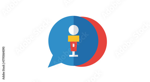 Info icon, abstract person in chat bubble