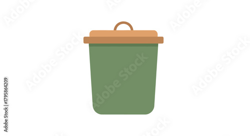 Green bin with tan lid