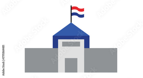 Building icon with flag