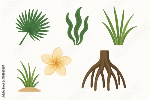 Botanical Structures and Plant Icons Set