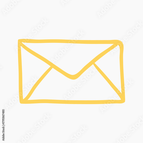 Yellow mail icon, new message vector