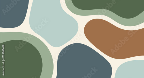 Organic Abstract Shapes with Cool and Earth Tone Colors