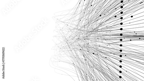Dot and Curve Network, Abstract Connection Pattern for Tech and Innovation Design, 3d render