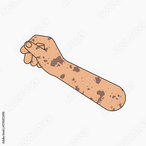 Vitiligo hand arm, gesture flat collage element vector