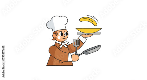 Cartoon chef flips pancake (1)