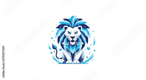 Geometric blue lion