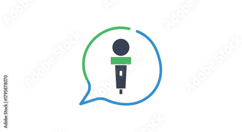 A microphone inside a speech bubble outline
