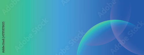Gradient background with smooth blue and green hues. The background features soft, overlapping circular shapes for a modern look. Minimal abstract circles vector gradient background