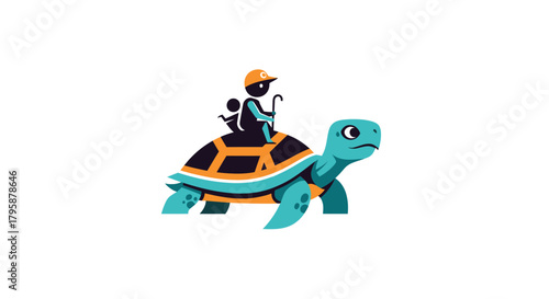 Stylized turtle carrying two people