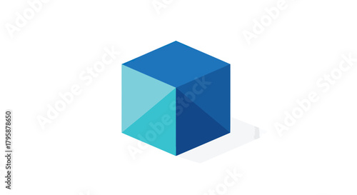 Isometric blue 3D prism on white