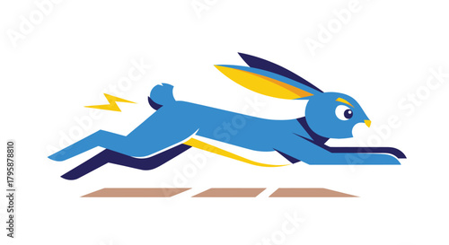 Cartoon rabbit running with a yellow speed burst