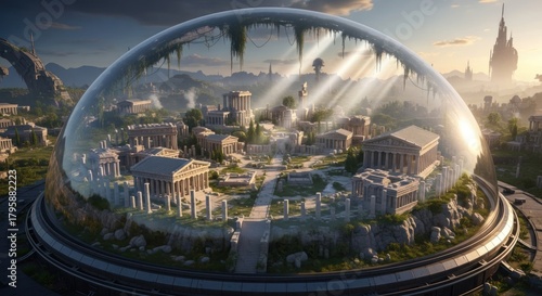 Futuristic City Under Dome - Sustainable Living and Architectural Marvel.